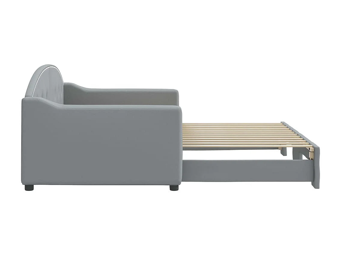 Slaapbank met onderschuifbed 90x200 cm stof lichtgrijs