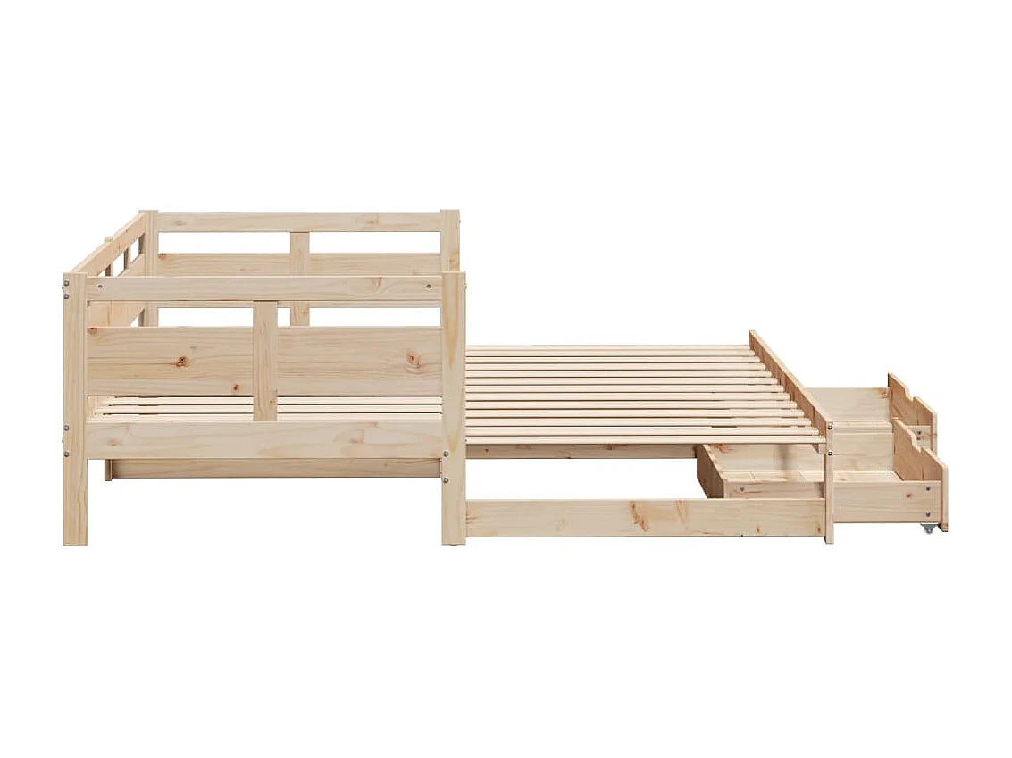 Slaapbank met onderschuifbed en lades zonder matras 90x190 cm