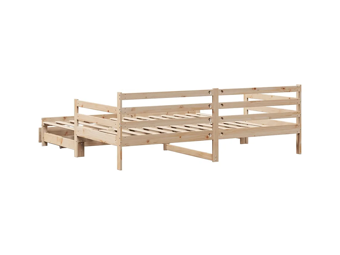 Sofá-cama com gavetão e gavetas 90x200 cm madeira de pinho