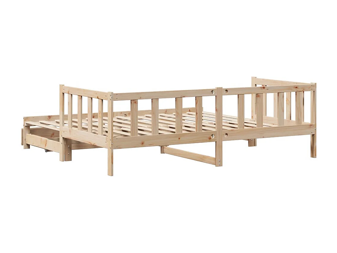 Slaapbank met onderschuifbed en lades zonder matras 90x200 cm