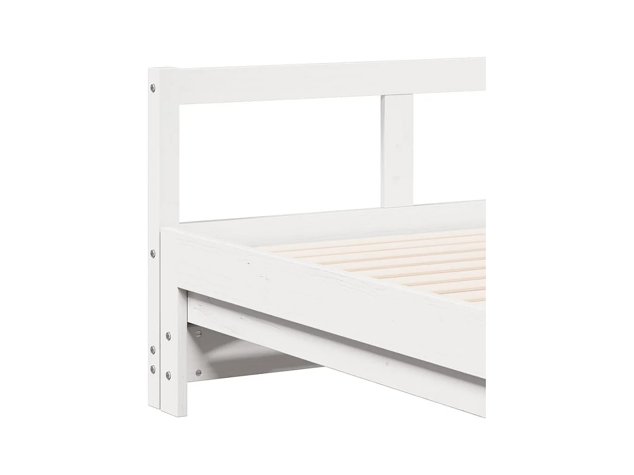 Slaapbank met onderschuifbed en matras 90x200 cm grenenhout wit