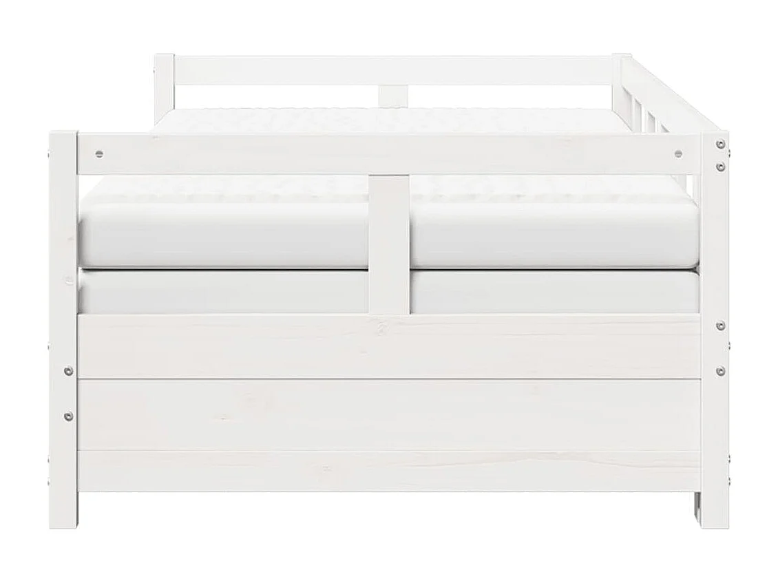 Sofá-cama c/ gavetão e colchões 90x200 cm pinho maciço branco