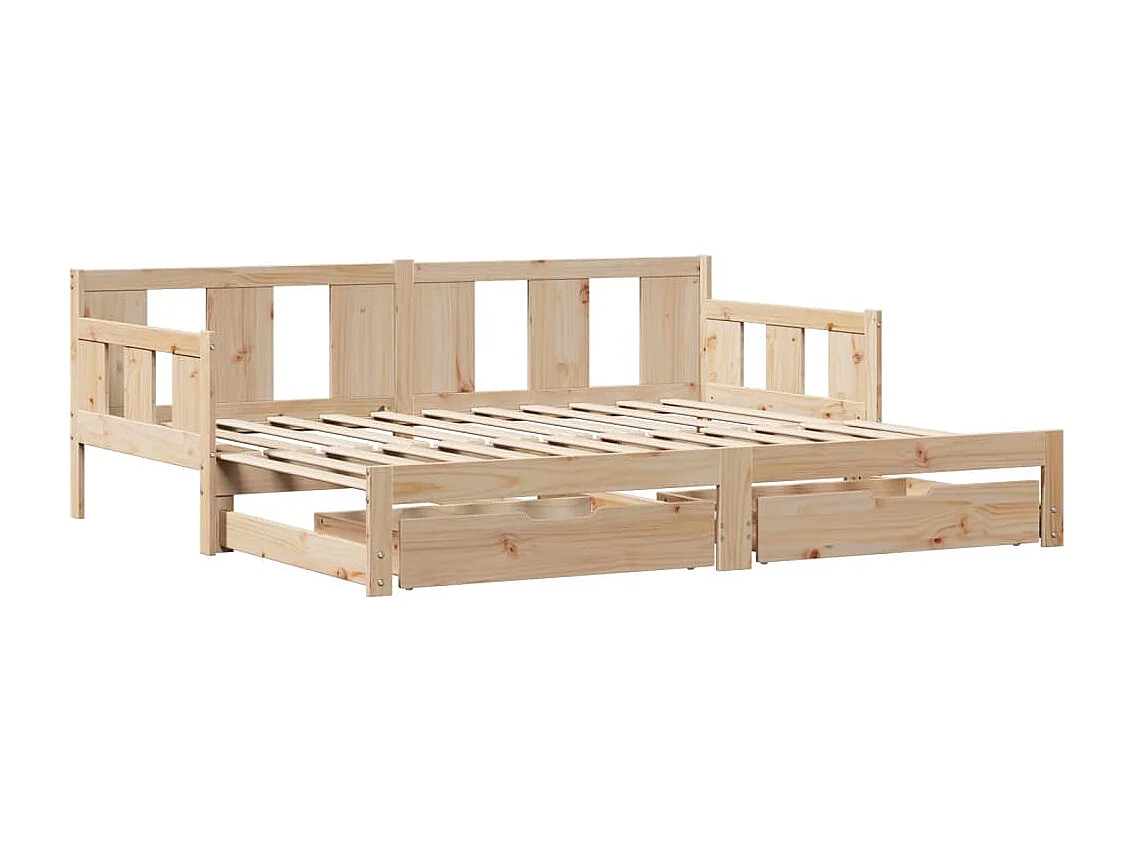 Slaapbank met onderschuifbed en lades zonder matras 80x200 cm