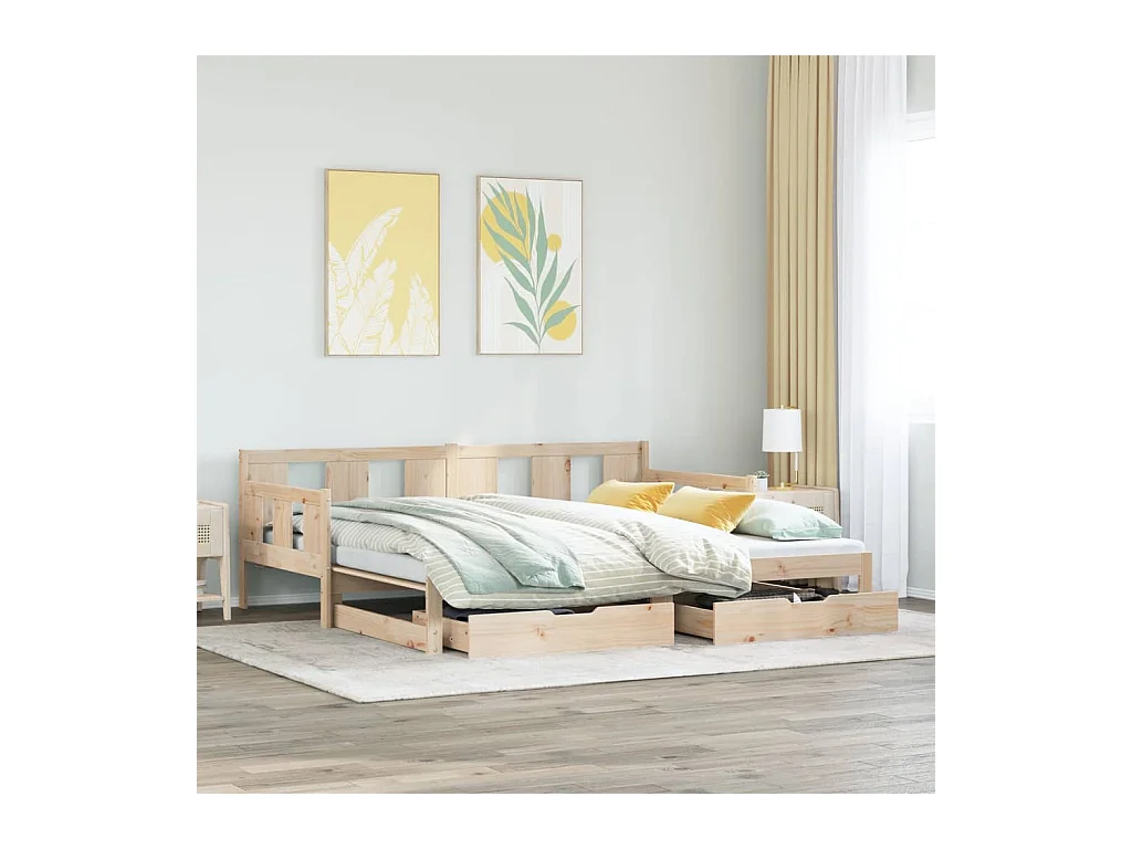 Slaapbank met onderschuifbed en lades zonder matras 80x200 cm