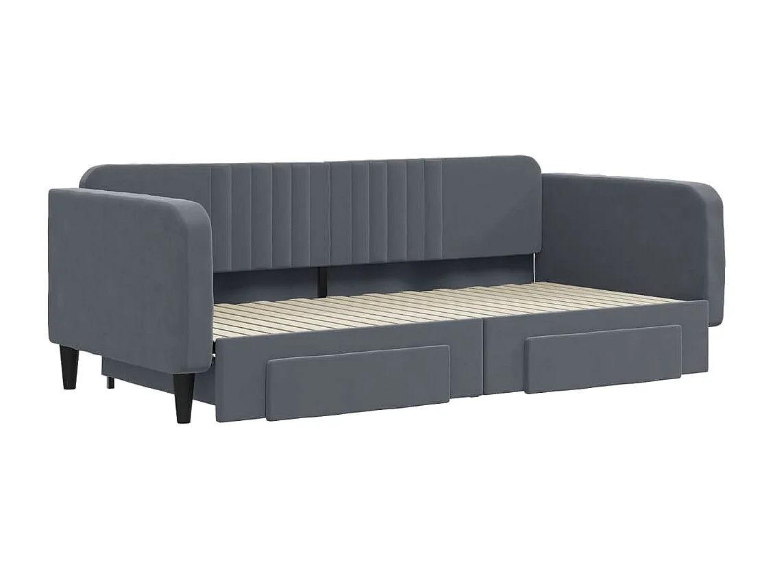 Slaapbank onderschuifbed lades 100x200 cm fluweel donkergrijs
