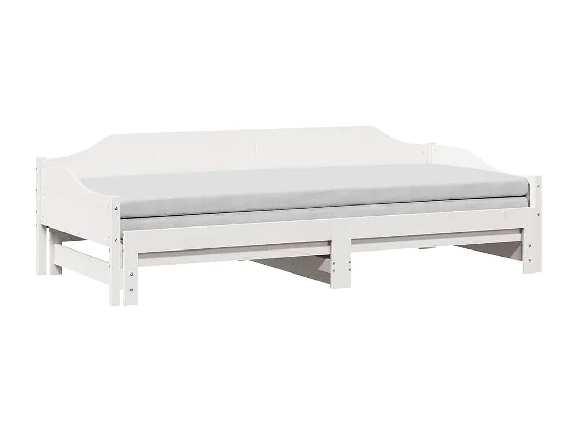 Slaapbank met onderschuifbed 90x190 cm massief grenenhout wit
