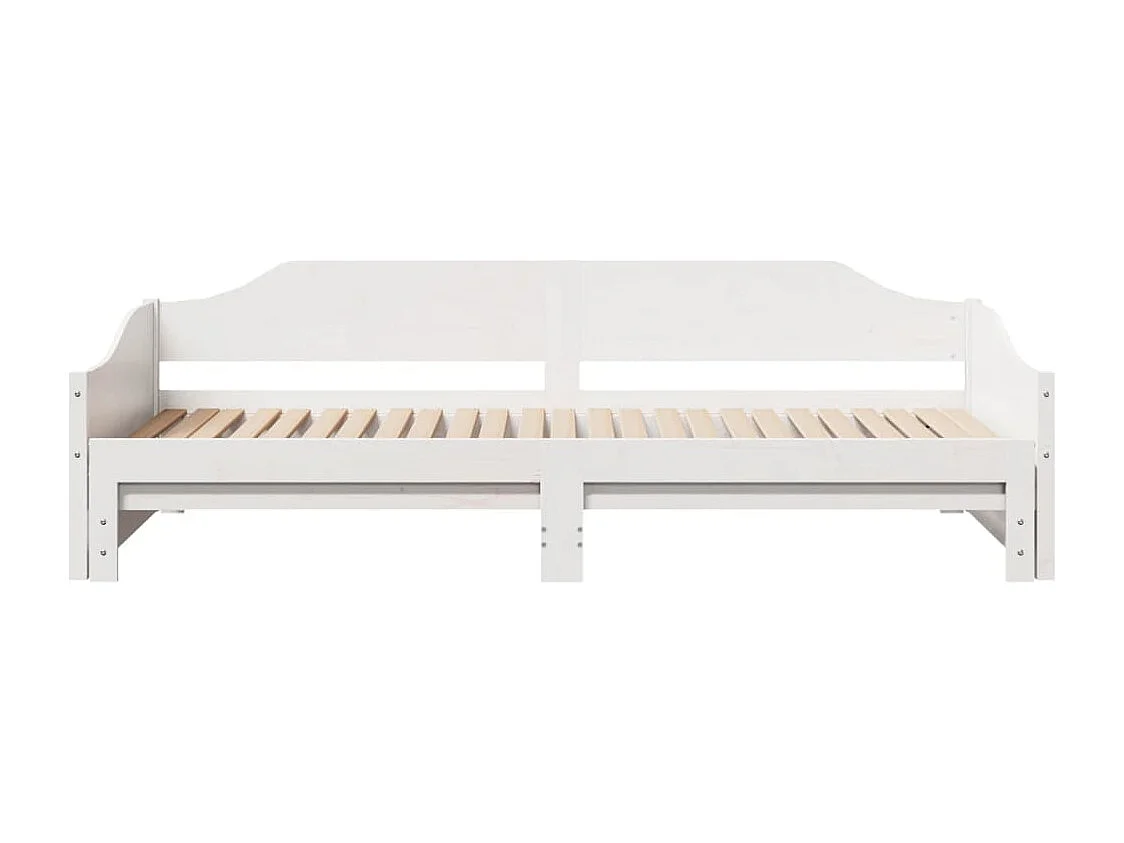 Slaapbank met onderschuifbed 90x190 cm massief grenenhout wit