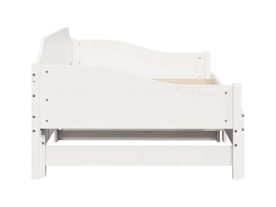 Sofá-cama com gavetão 90x190 cm madeira de pinho maciça branco