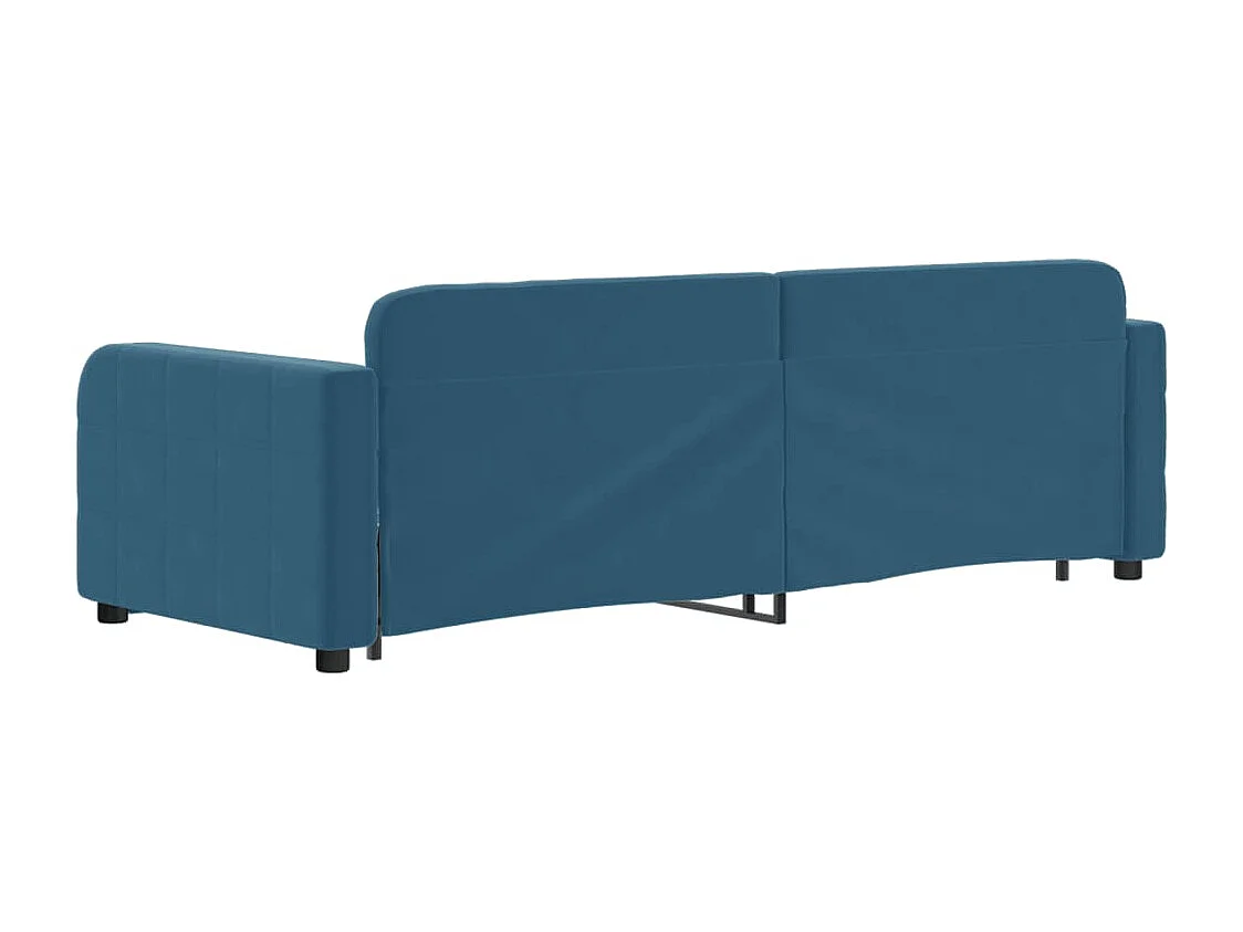 Slaapbank met onderschuifbed 80x200 cm fluweel blauw