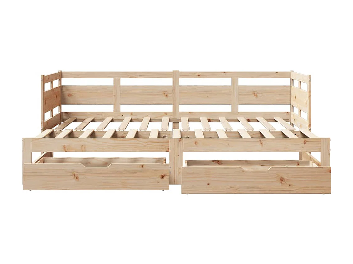 Slaapbank met onderschuifbed en lades zonder matras 90x200 cm