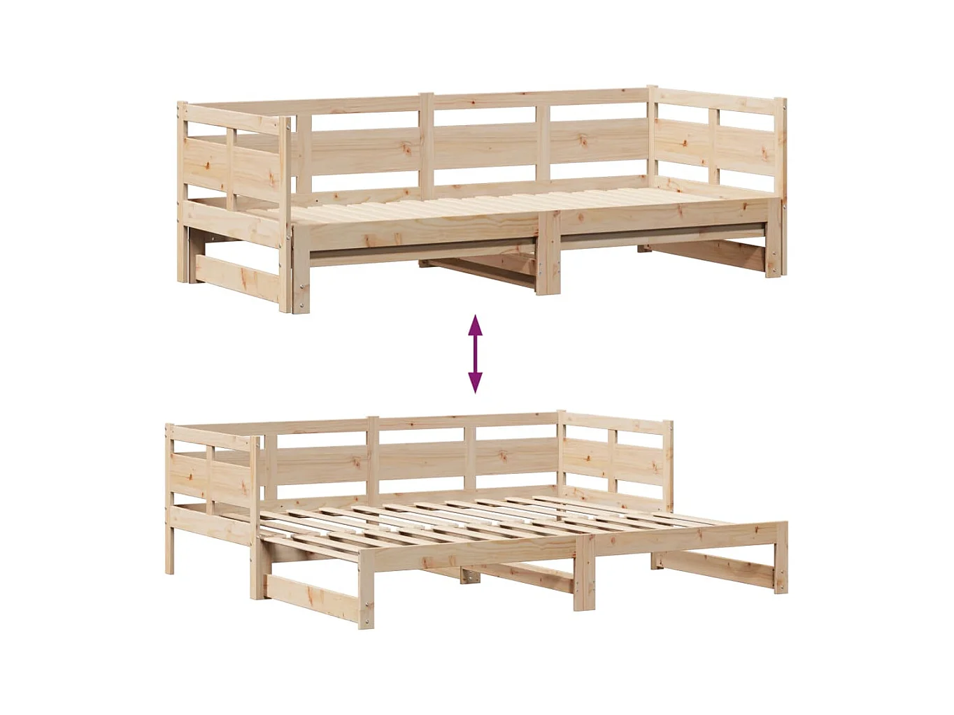 Sofá-cama com gavetão e gavetas 90x200 cm madeira de pinho