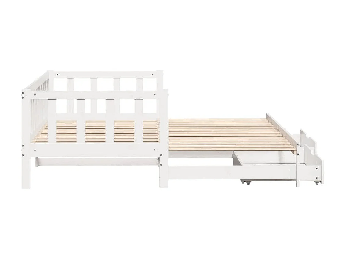 Slaapbank met onderschuifbed/lades zonder matras 80x200 cm wit