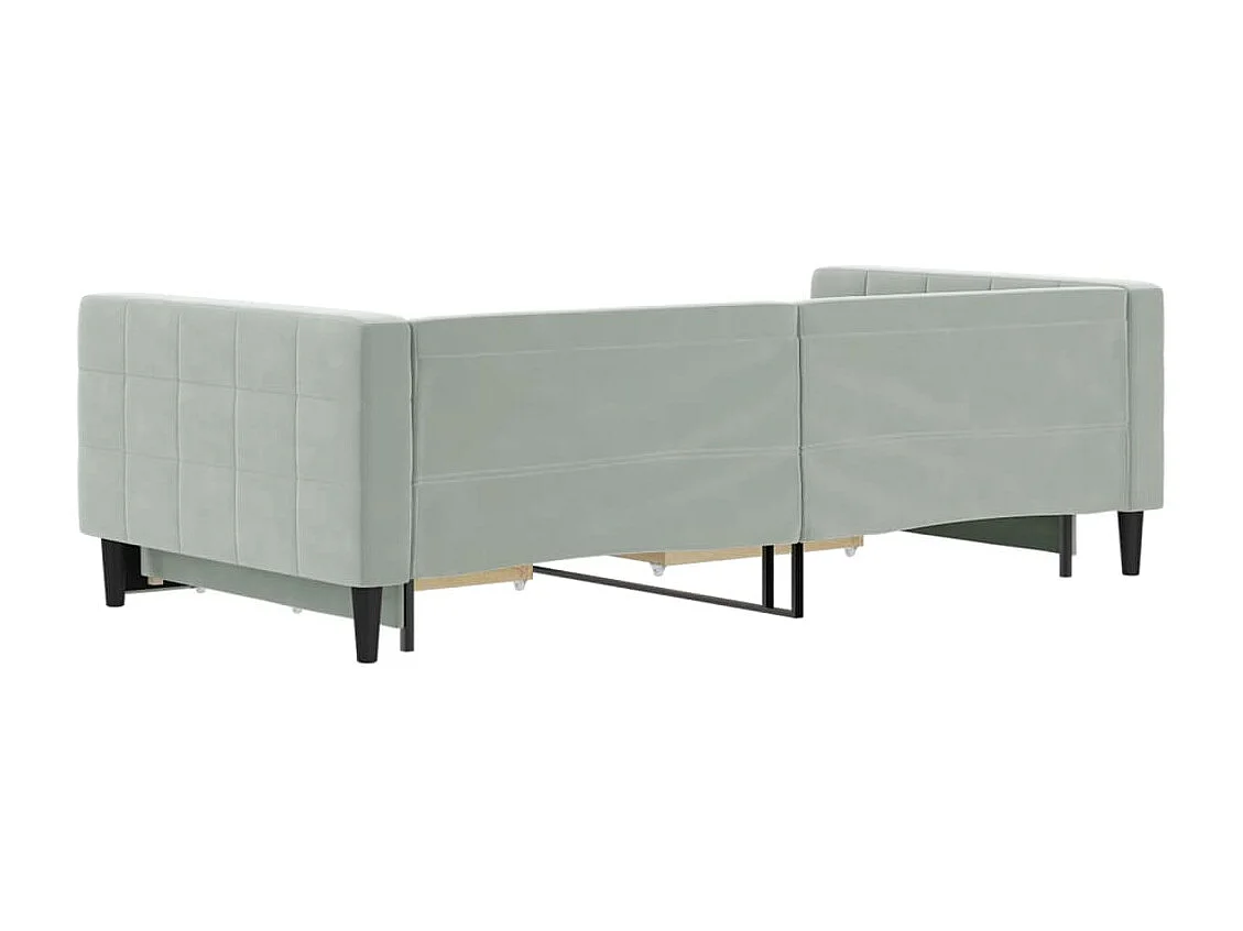 Sofá-cama c/ gavetão e gavetas 100x200 cm veludo cinzento-claro