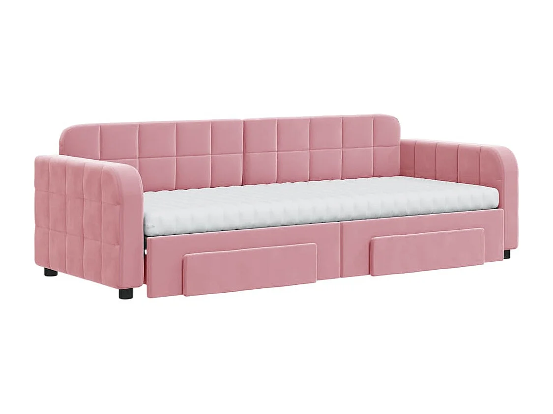 Sofá-cama com gavetão e gavetas 80x200 cm veludo rosa