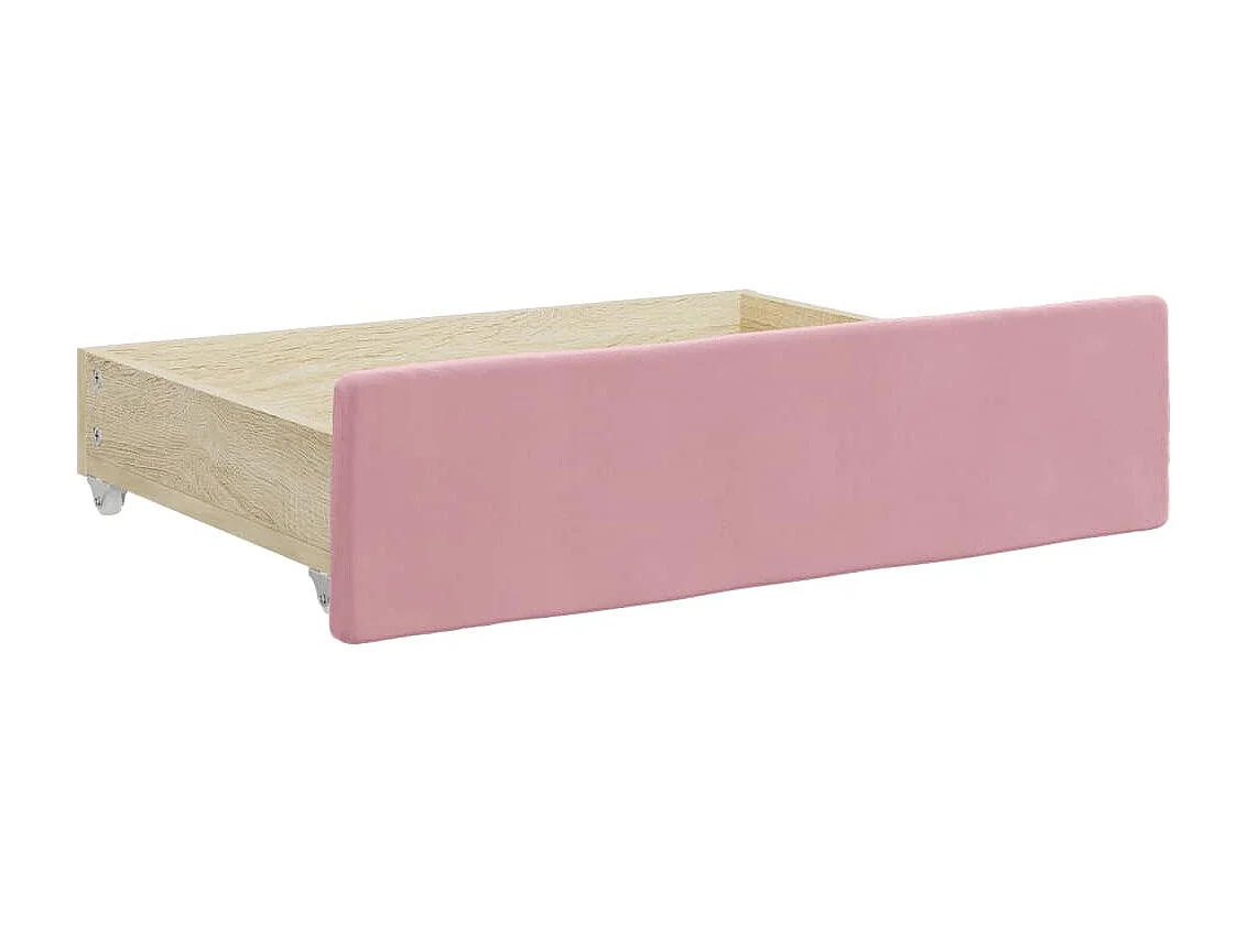 Slaapbank met onderschuifbed en lades 80x200 cm fluweel roze