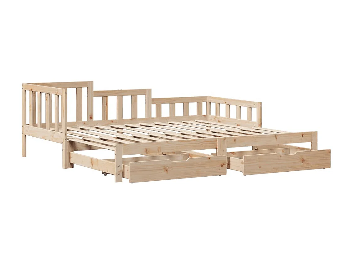 Slaapbank met onderschuifbed en lades zonder matras 80x200 cm