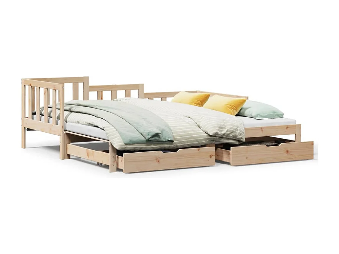 Sofá-cama com gavetão e gavetas 80x200 cm madeira de pinho