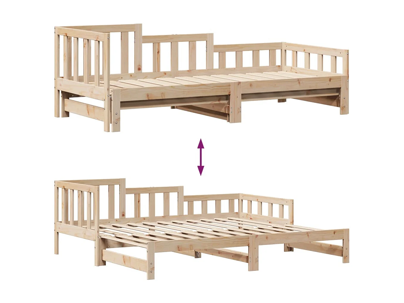 Sofá-cama com gavetão e gavetas 80x200 cm madeira de pinho