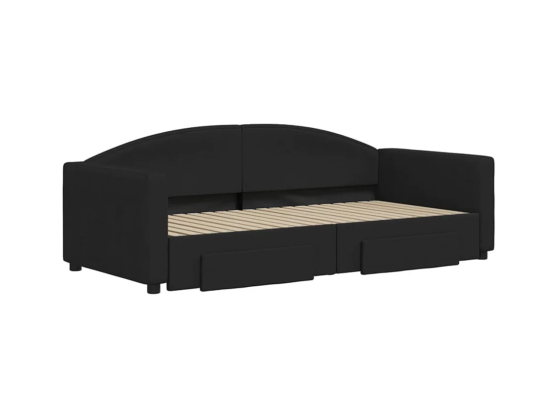 Sofá cama nido con cajones tela negro 90x190 cm