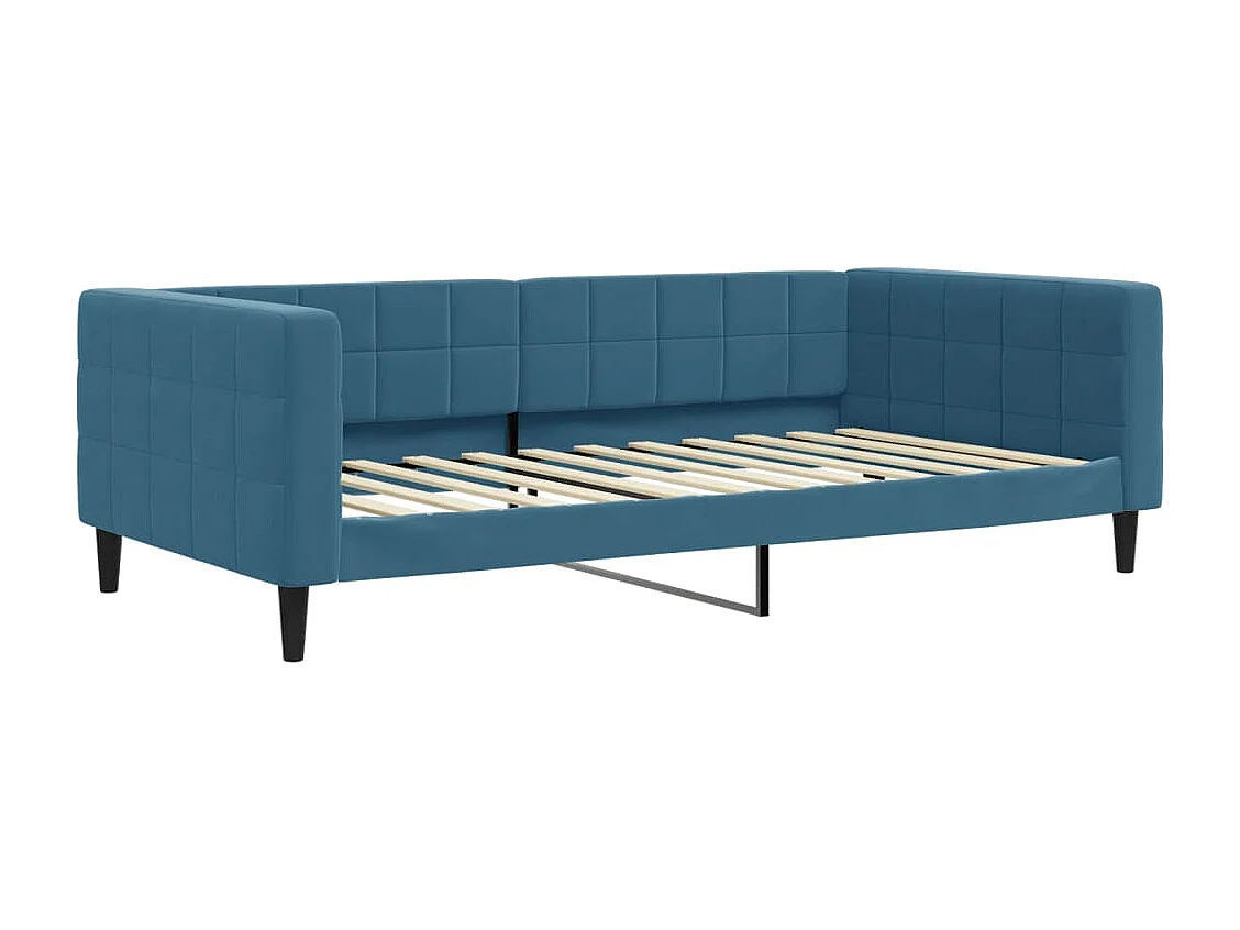 Slaapbank onderschuifbed en matrassen 100x200 cm fluweel blauw