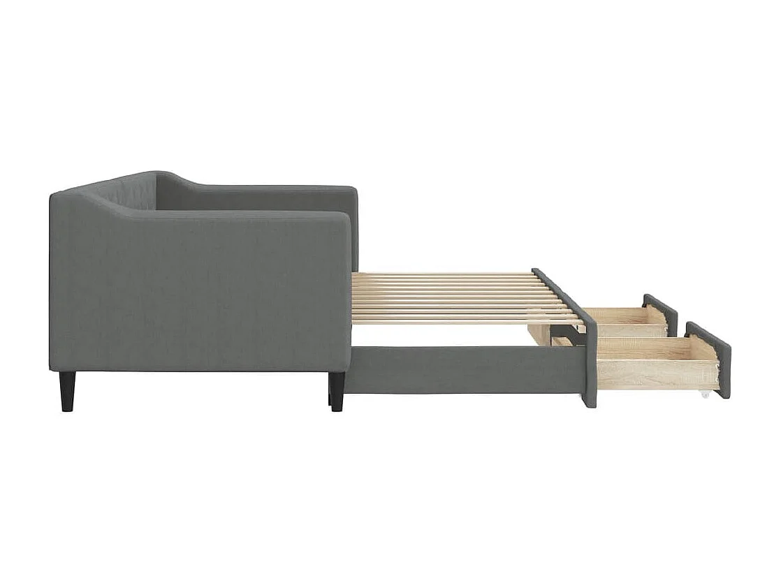 Slaapbank onderschuifbed en lades 80x200 cm stof donkergrijs