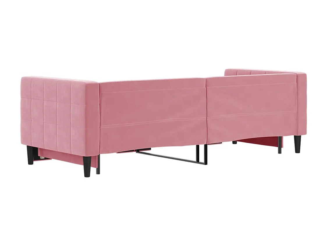 Slaapbank met onderschuifbed 80x200 cm fluweel roze