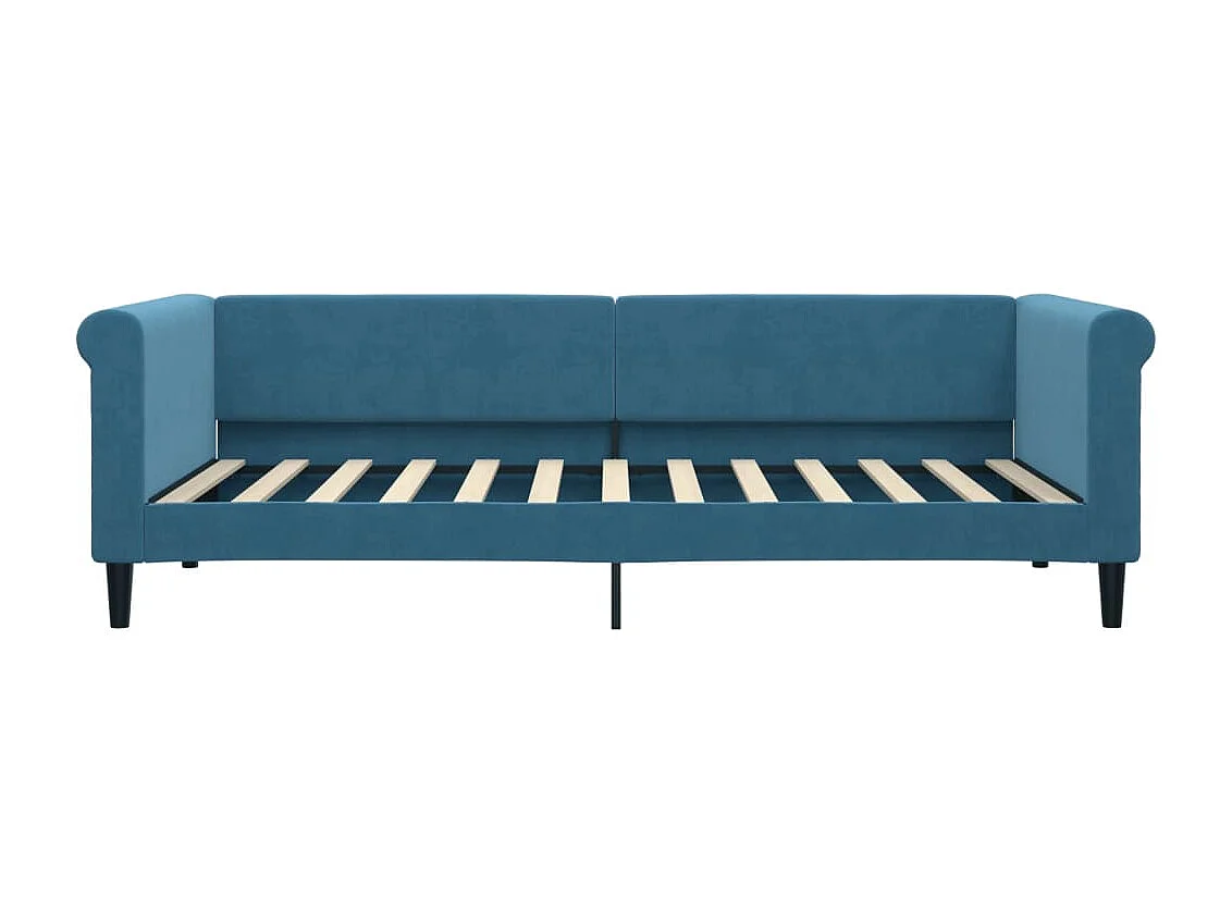 Slaapbank met onderschuifbed 90x200 cm fluweel blauw