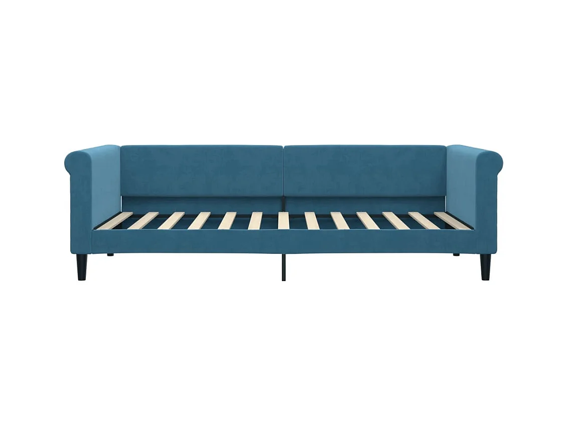 Slaapbank met onderschuifbed 90x200 cm fluweel blauw