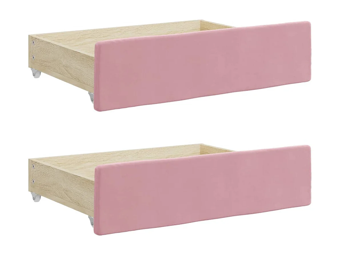 Slaapbank met onderschuifbed en lades 80x200 cm fluweel roze