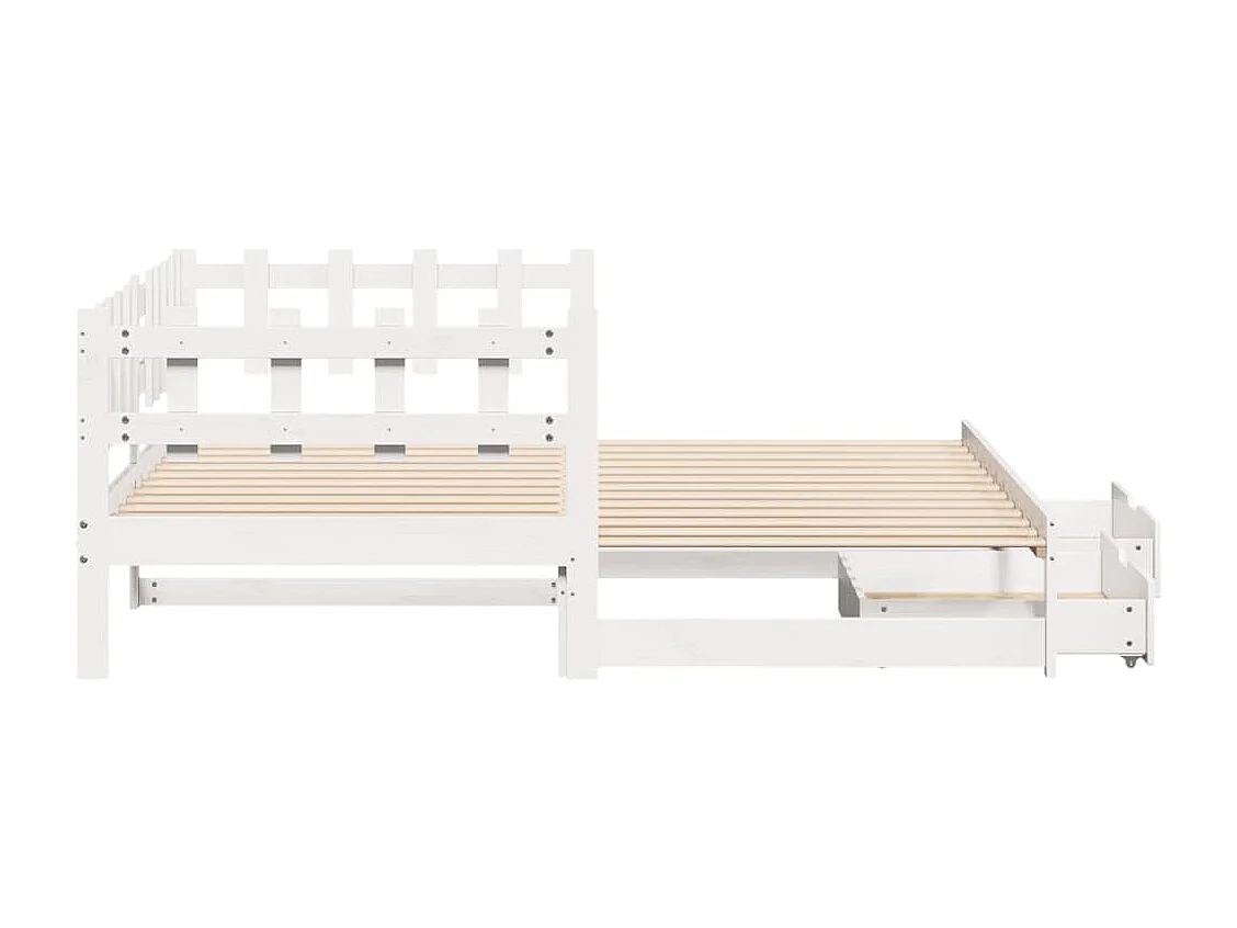 Slaapbank met onderschuifbed/lades zonder matras 90x190 cm wit