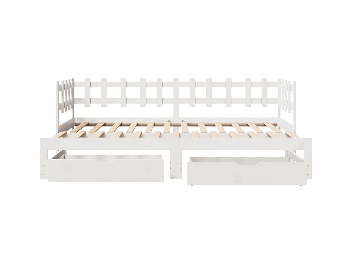 Sofá cama nido con cajones madera maciza pino blanca 90x190 cm