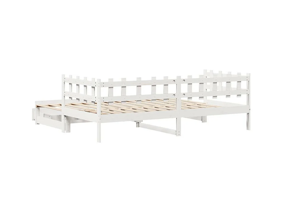 Sofá cama nido con cajones madera maciza pino blanca 90x190 cm