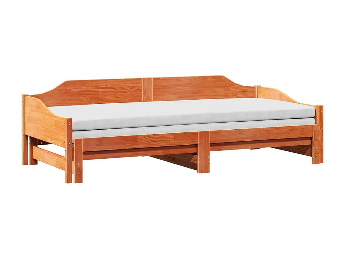 Slaapbank onderschuifbed zonder matras 90x190 cm hout wasbruin