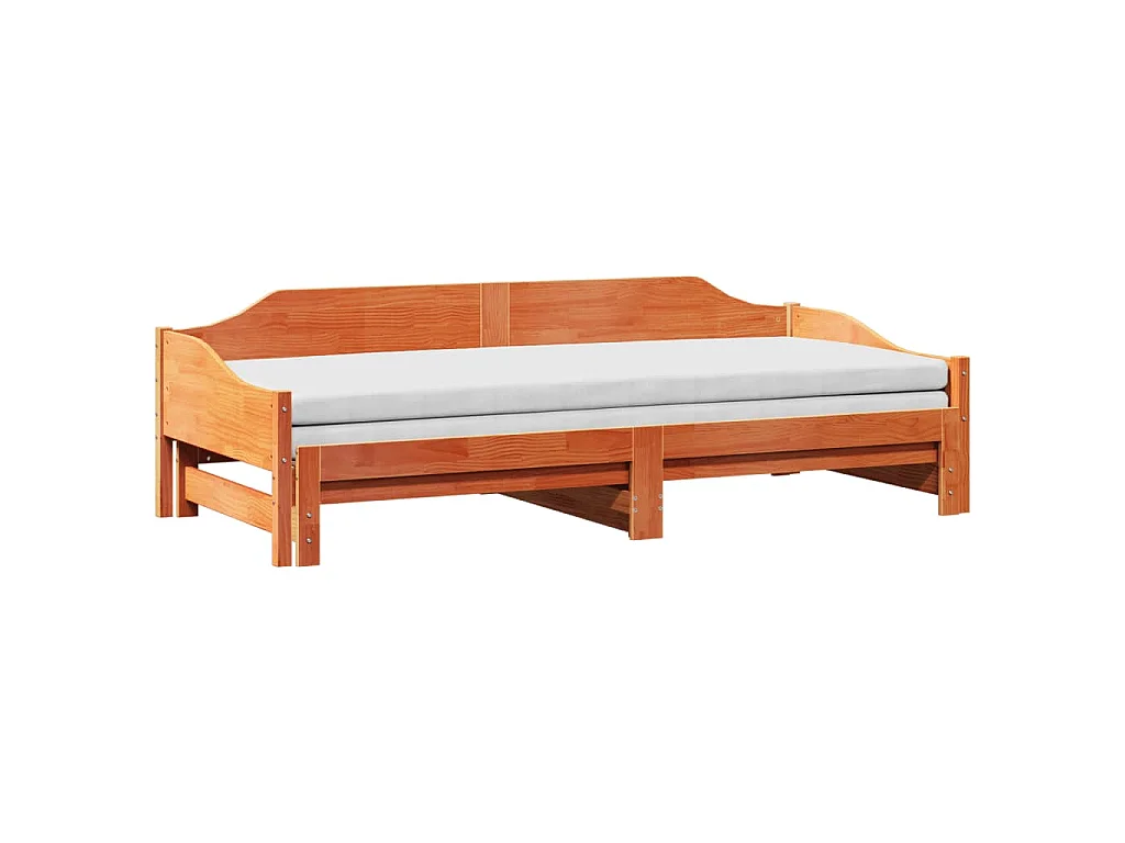 Sofá cama nido madera maciza de pino marrón cera 90x190 cm