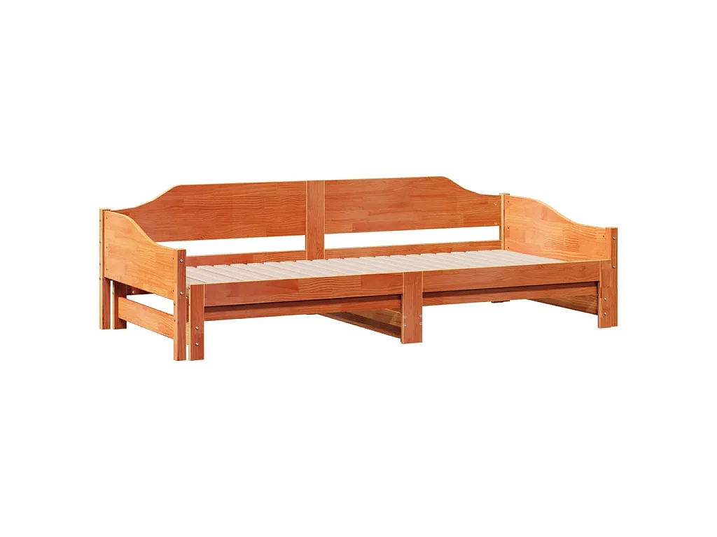 Sofá cama nido madera maciza de pino marrón cera 90x190 cm