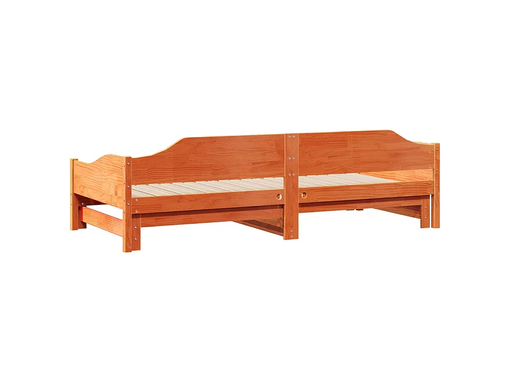 Sofá cama nido madera maciza de pino marrón cera 90x190 cm