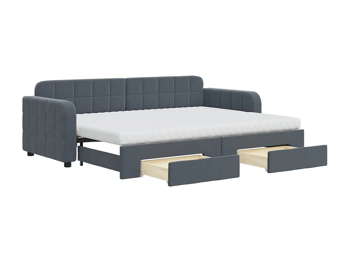 Slaapbank onderschuifbed en lades 80x200 cm fluweel donkergrijs