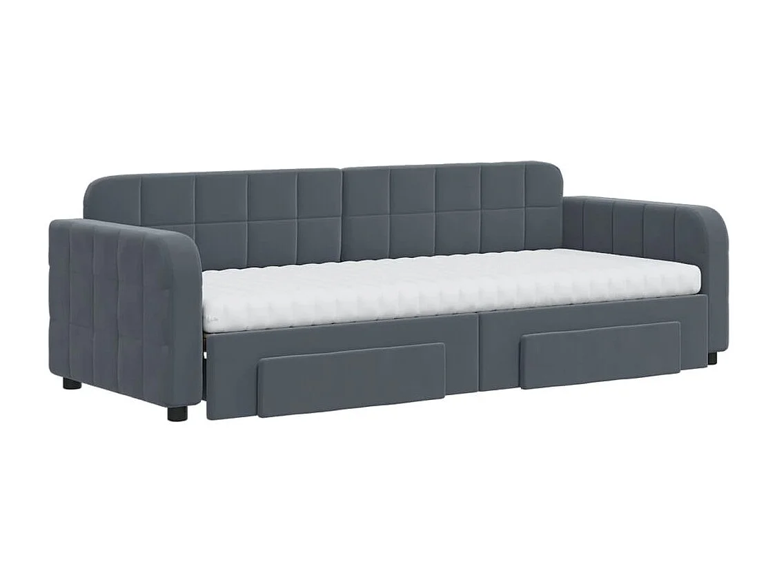 Sofá cama nido con cajones terciopelo gris oscuro 80x200 cm