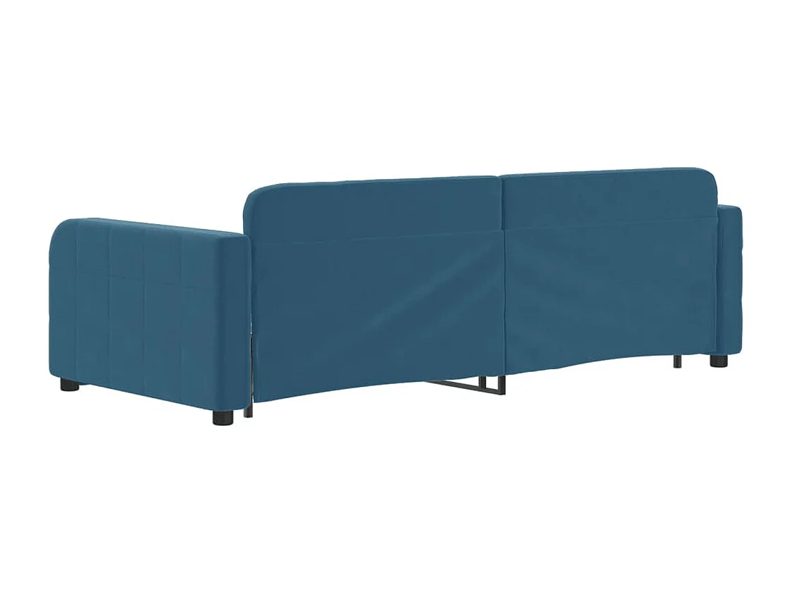 Slaapbank met onderschuifbed en lades 90x200 cm fluweel blauw