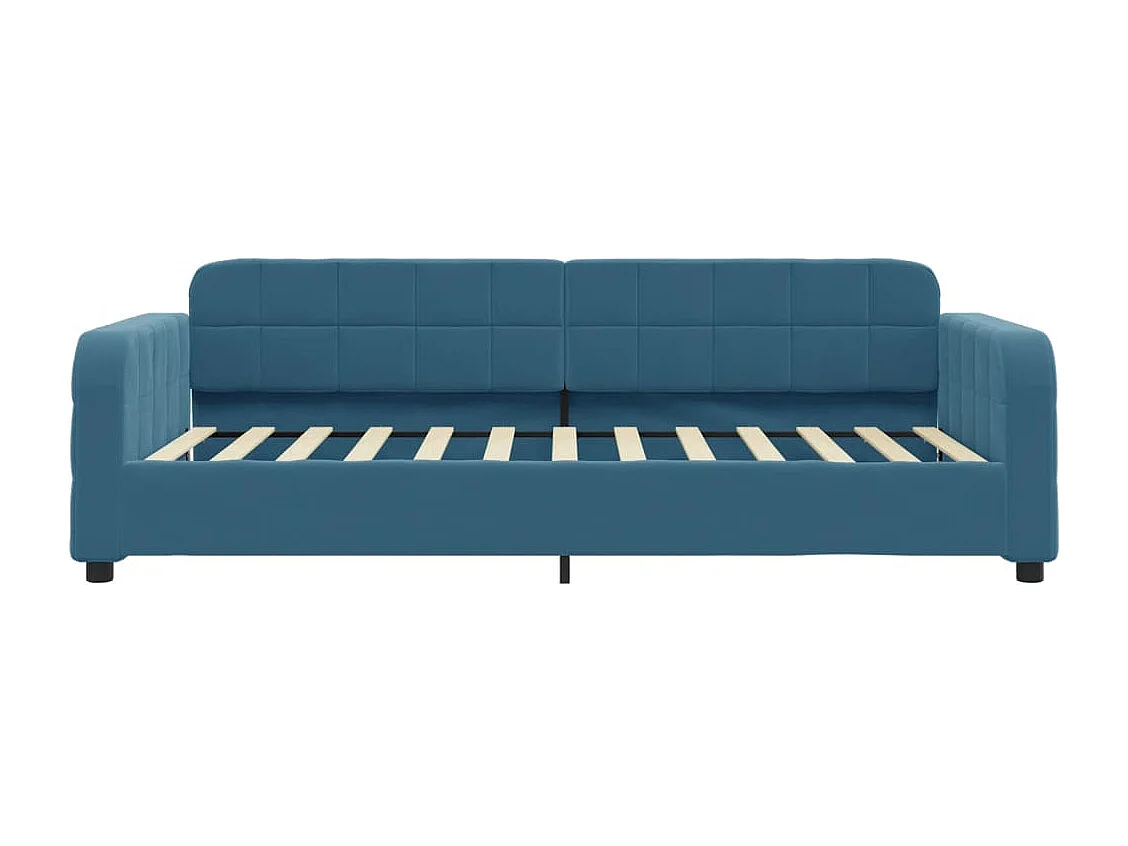 Slaapbank met onderschuifbed en lades 90x200 cm fluweel blauw