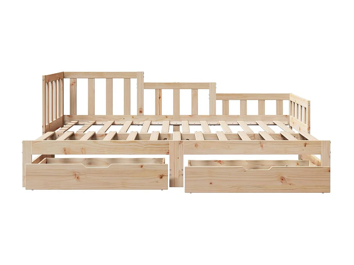 Slaapbank met onderschuifbed en lades zonder matras 90x200 cm