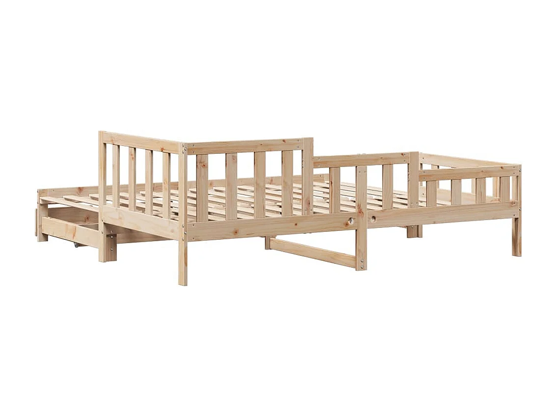 Slaapbank met onderschuifbed en lades zonder matras 90x200 cm