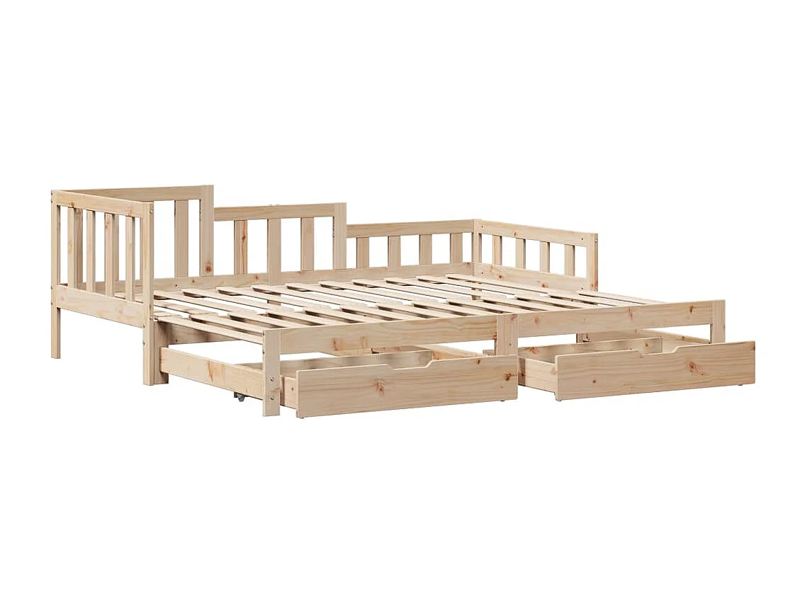 Slaapbank met onderschuifbed en lades zonder matras 90x200 cm