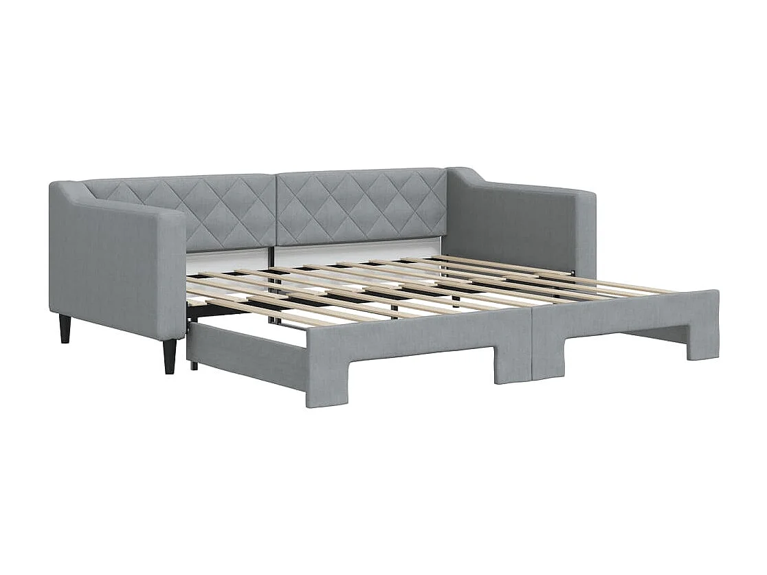 Slaapbank met onderschuifbed 90x190 cm stof lichtgrijs