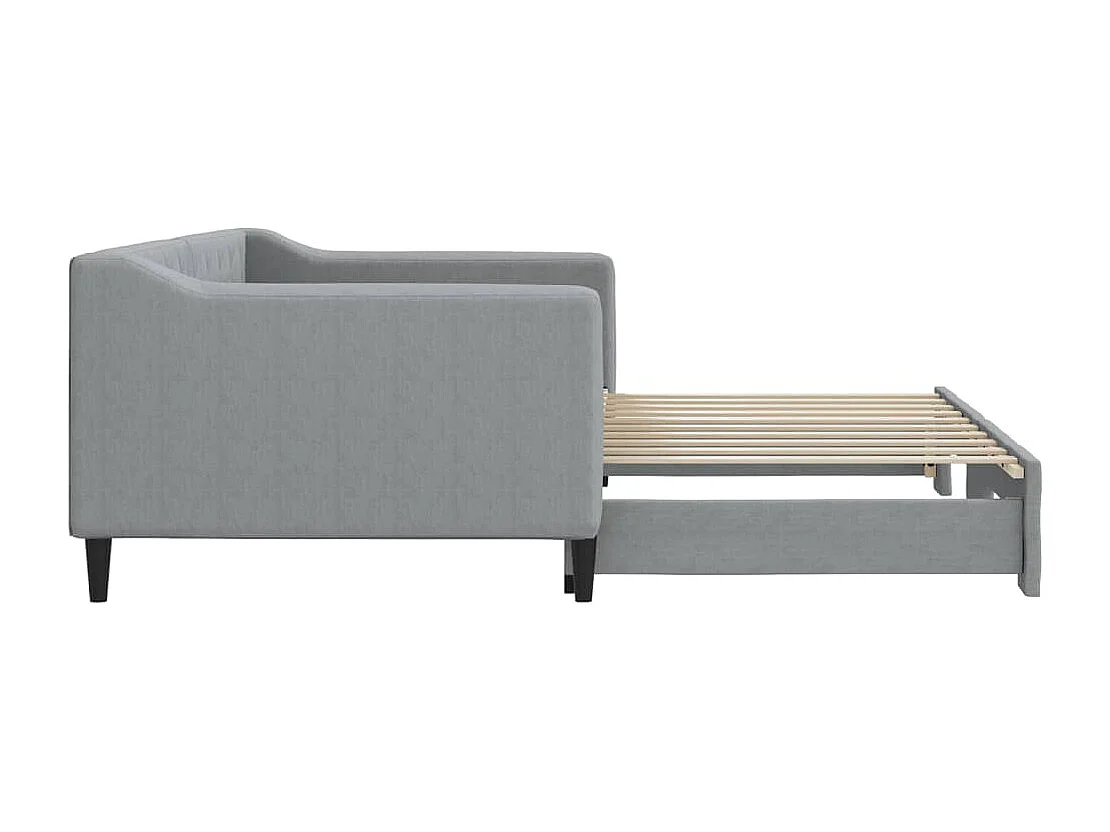 Slaapbank met onderschuifbed 90x190 cm stof lichtgrijs
