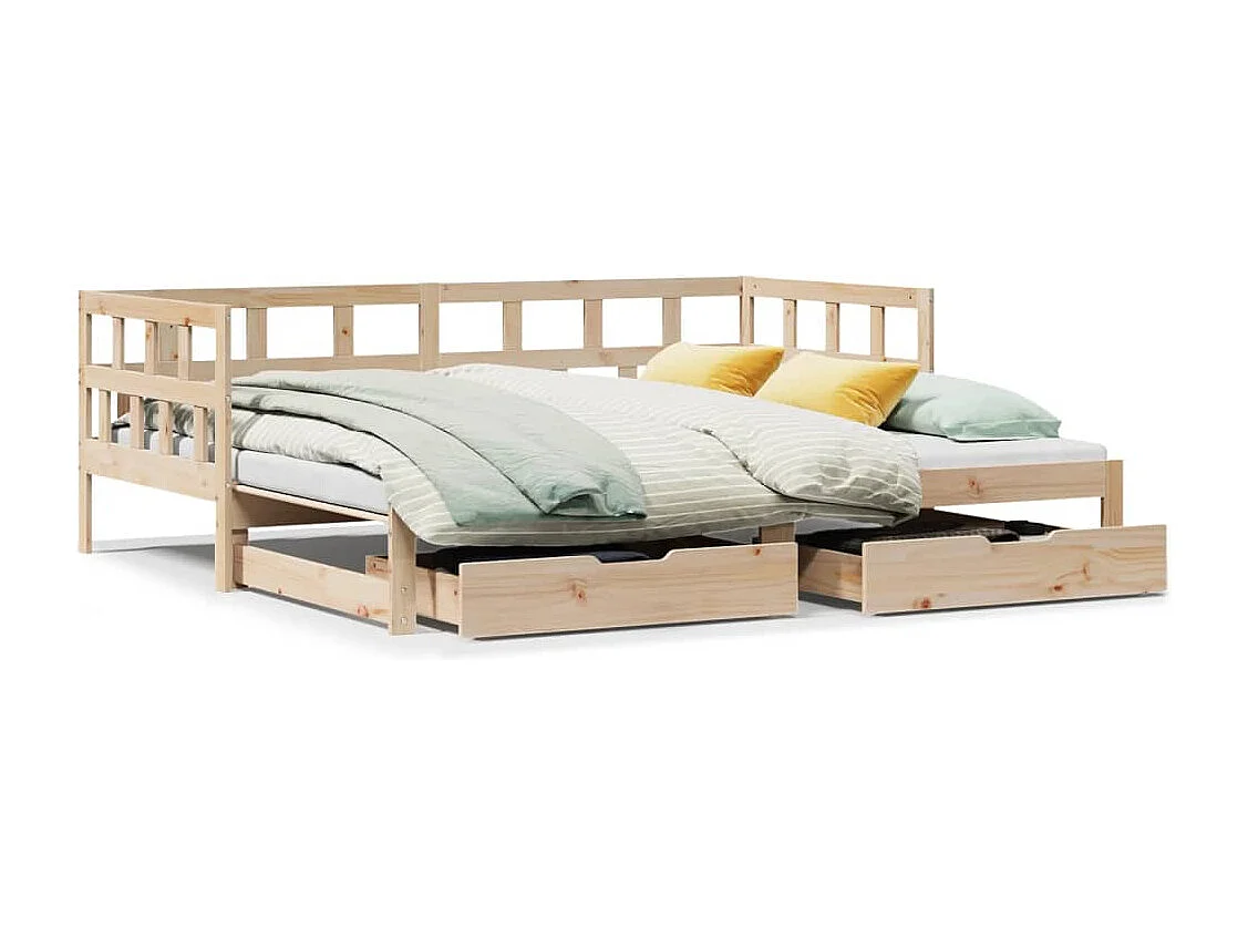 Slaapbank met onderschuifbed en lades zonder matras 80x200 cm