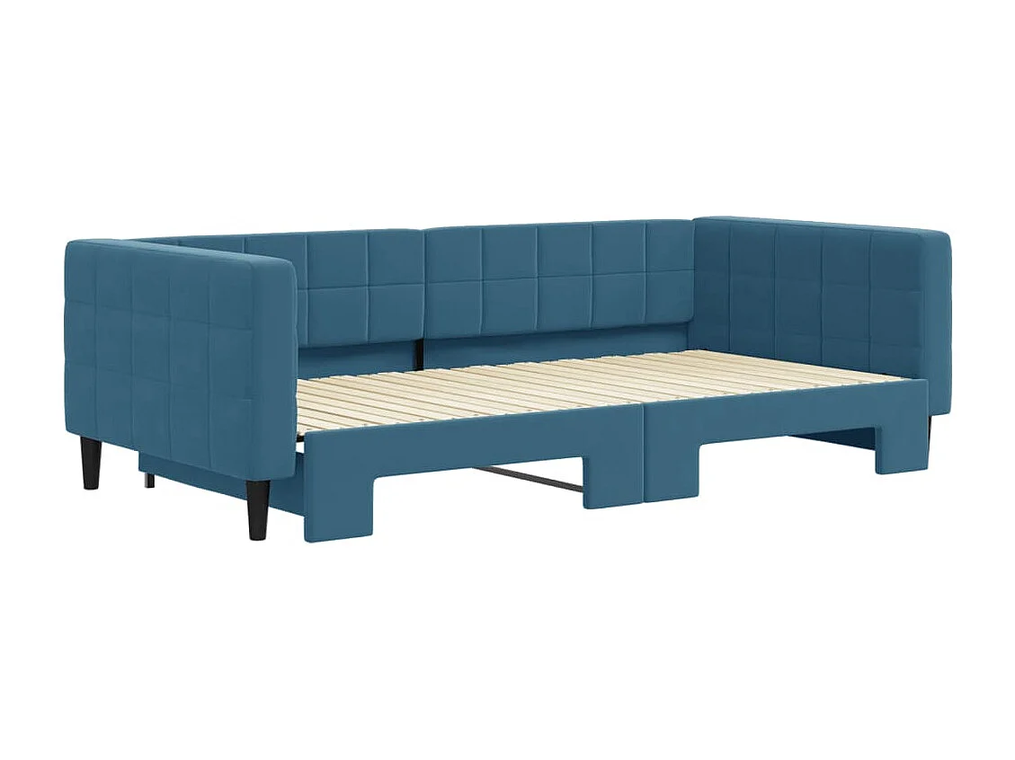 Sofá-cama com gavetão 100x200 cm veludo azul