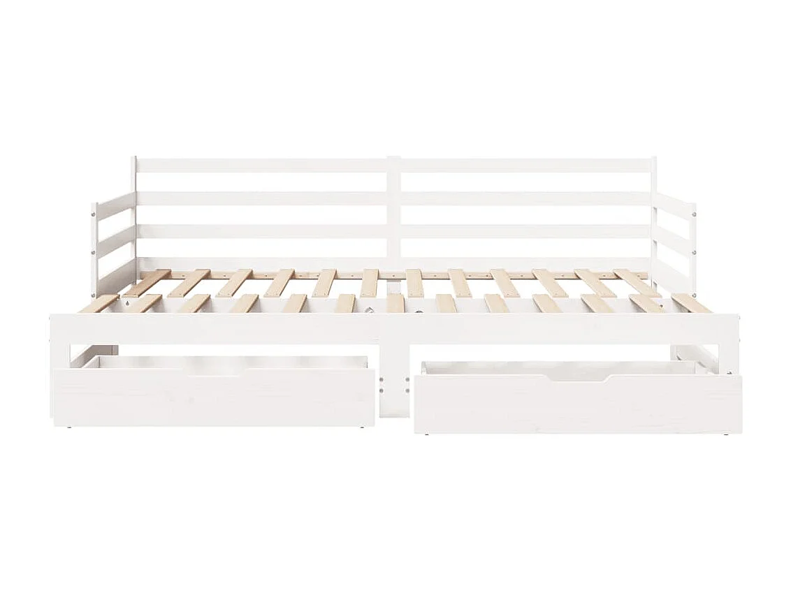 Slaapbank met onderschuifbed/lades zonder matras 90x190 cm wit