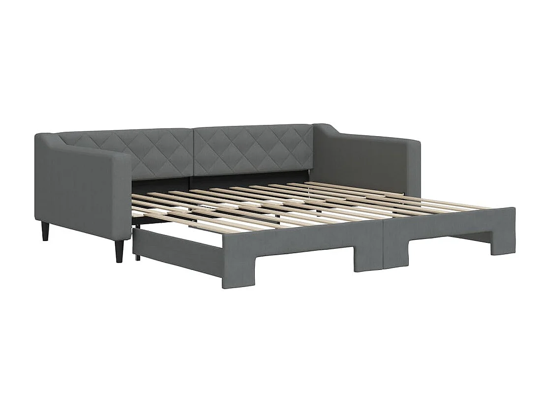 Slaapbank met onderschuifbed 100x200 cm stof donkergrijs