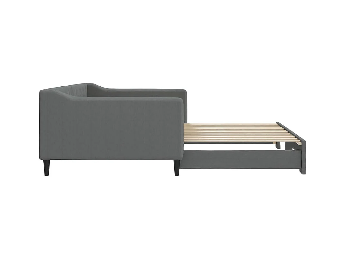 Slaapbank met onderschuifbed 100x200 cm stof donkergrijs